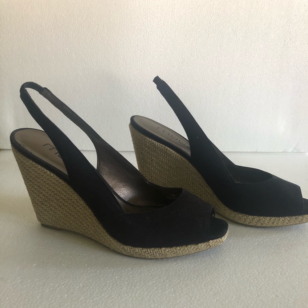 Black Wedge Shoes - 7.5